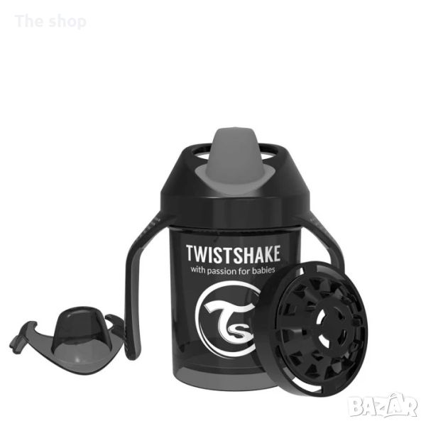 Мини чаша с шейкър Twistshake 230 мл 4+ месеца черна (004), снимка 1