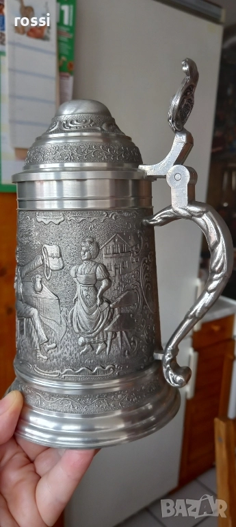 Vintage. Нова. Немска калаена халба Lindenwirtin 650 мл., снимка 1