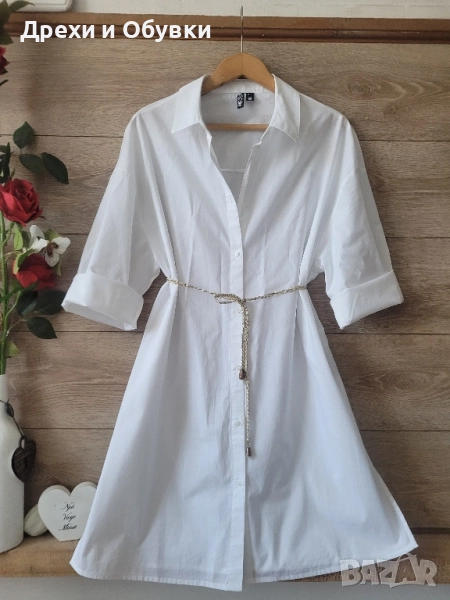 Нова дълга бяла риза PIECES , снимка 1