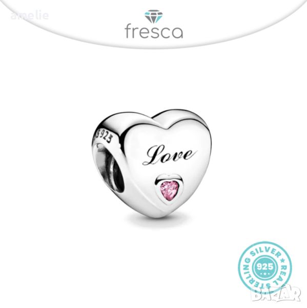 Промо! Талисман Fresca по модел Пандора сребро проба 925 Pandora Love Heart Charm. Колекция Amélie, снимка 1