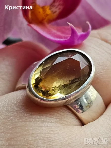 Марков сребърен пръстен с Цитрин , снимка 1