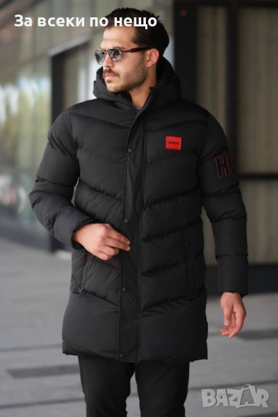 Hugo Boss Мъжко Черно Дълго Зимно Яке С Качулка Хуго Бос Код A1043, снимка 1