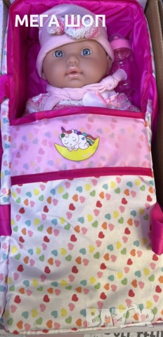 Кукла бебе с пълен комплект – Шише, пижама, легълце и аксесоари - 42 см - НА БЪЛГАРСКИ, снимка 5 - Кукли - 52584644
