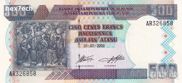 ❤️ ⭐ Бурунди 2003 500 франка UNC нова ⭐ ❤️, снимка 2 - Нумизматика и бонистика - 53810533