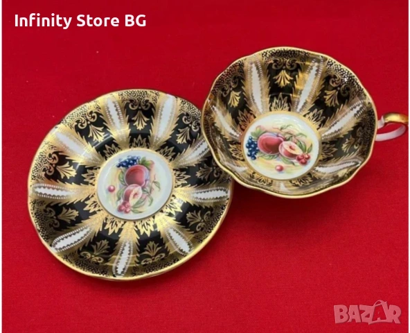 ✨ Paragon England – Circa 1919 – Изискан двоен сет с богата златна декорация 🇬🇧✨, снимка 2 - Антикварни и старинни предмети - 53466101