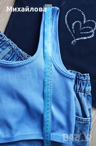 Дънкови къси панталонки с 2 бр. топ, снимка 6 - Къси панталони и бермуди - 51044659