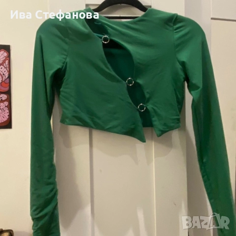 Нова елегантна парти зелена блуза топ Oh Polly , снимка 5 - Блузи с дълъг ръкав и пуловери - 51607116