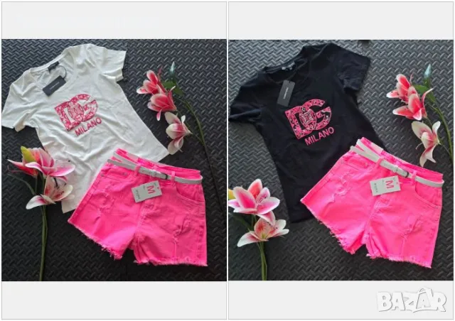 Dolce&Gabbana Дамски Къс Летен Комплект Тениска И Къси Панталонки Долче И Габана - 2 Цвята Код VL-40