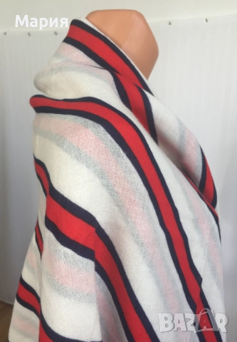 100% Kaшмир Марков Дамски Шал by Malene Birger Милене Биргер Голям Широк Бял Червен Рае, снимка 5 - Шалове - 51869124