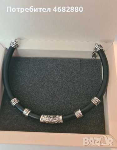 Стилна мъжка гривна със сребърни елементи, My silver, снимка 6 - Гривни - 52794565