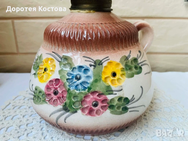 Красива керамична лампа от Англия, снимка 2 - Антикварни и старинни предмети - 53821273