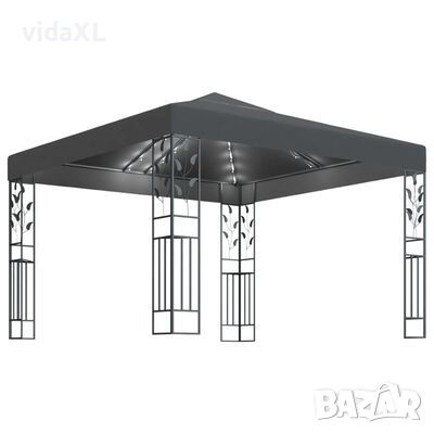 vidaXL Шатра с LED светещи стрингове 3х3 м антрацит（SKU:3070296, снимка 1 - Градински мебели, декорация  - 45075636