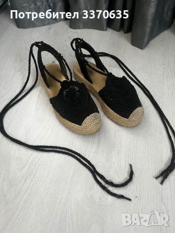 Дамски черни сандали, 38 номер, снимка 1 - Сандали - 46357379