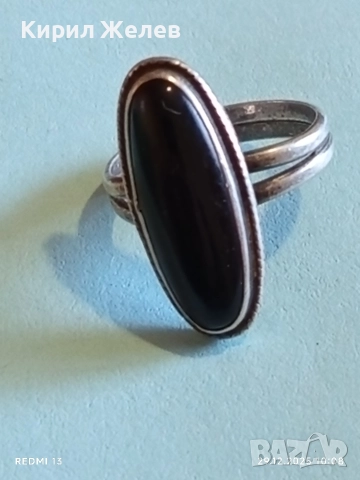 Сребърен пръстен Арт Деко стил с Черен Оникс ювелирна изработка 40551, снимка 6 - Пръстени - 52925428