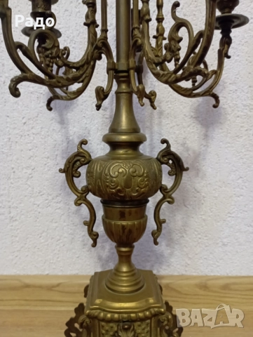 Комплект от два много големи масивни бронзови свещника - свещник, снимка 4 - Антикварни и старинни предмети - 52677577