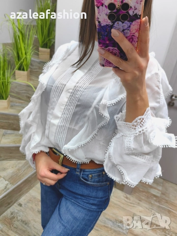 Бяла дамска риза, снимка 2 - Ризи - 52686401