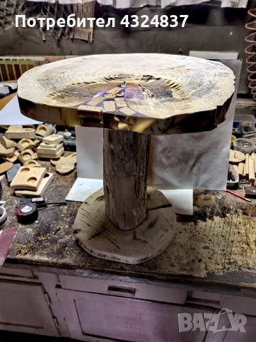 Маса за кафе от бук и епоксидна смола , снимка 2 - Маси - 52343783