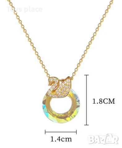 Колие with Swarovski elements, Колие с Лебед и кристали, снимка 4 - Колиета, медальони, синджири - 53562487
