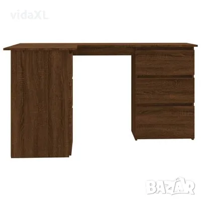 vidaXL Ъглово бюро, кафяв дъб, 145x100x76 см, инженерно дърво（SKU:815443）, снимка 4 - Други - 49439822