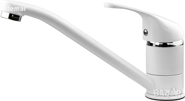 Xcel Home Бял кръгъл кухненски смесител за мивка с единичен горен лост