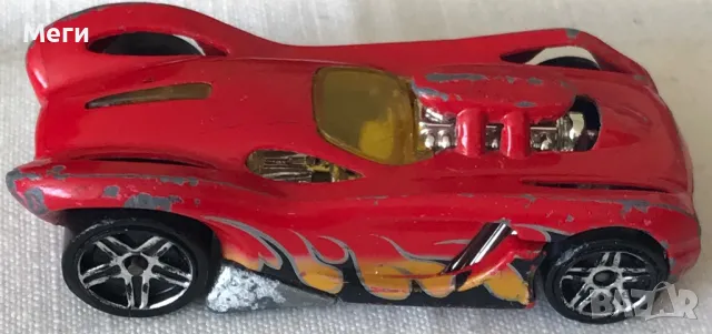 Колекционерска Количка Hot Wheels 2003 – 16 Angels – Червен с Черни и Жълти Пламъци, снимка 4 - Колекции - 46988494