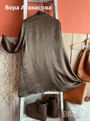 👢 Сатенена рокля/туника Mexx в кафяв цвят👜 хл🤎, снимка 2 - Рокли - 52564576