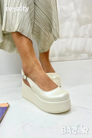 Сандали на платформа - бяла перла, снимка 2 - Сандали - 54149210