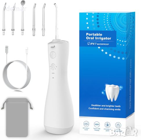 Безжичен уред за почистване на зъби Water Flosser, 6 струйни накрайника, IPX7 водоустойчив, 250 ML