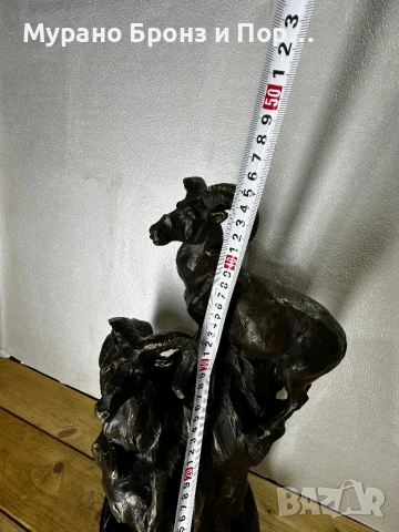 МАСИВЕН БРОНЗ (13 кг): Голяма Скулптура "Диви Овни" – Подписана Barye, 45 см, снимка 5 - Антикварни и старинни предмети - 53987314