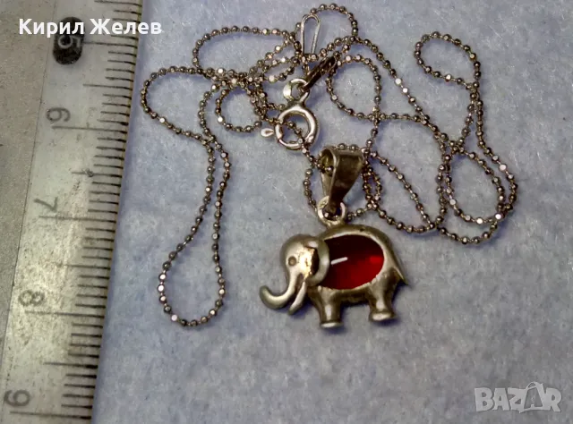 СКЪПОЦЕННО СРЕБЪРНО СЛОНЧЕ КОЛИЕ с ФИГУРАЛЕН АРТ ПЕНДАНТ с НЕЖНА СРЕБЪРНА ВЕРИЖКА СРЕБРО 925 25778, снимка 8 - Колиета, медальони, синджири - 50354733