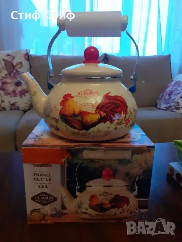 Емайлиран Чайник, снимка 2 - Съдове за готвене - 49327046