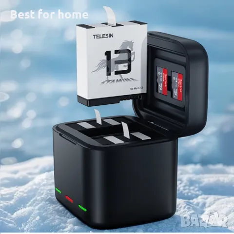 Go Pro HERO 13 Комплект батерии и зарядно TELESIN , снимка 12 - Камери - 50105088