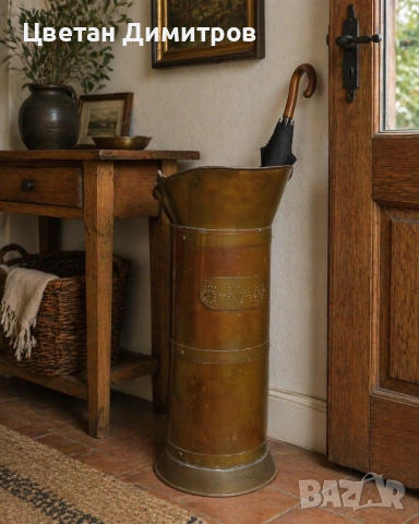 АНТИКВАРНА медна/ месингова кофа за въглища, 19 ВЕК Нидерландия