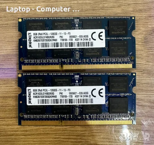 Рам памет за лаптоп 16GB DDR3 Kingston ACR16D3LS1KBGT/8G, снимка 1 - RAM памет - 47827798