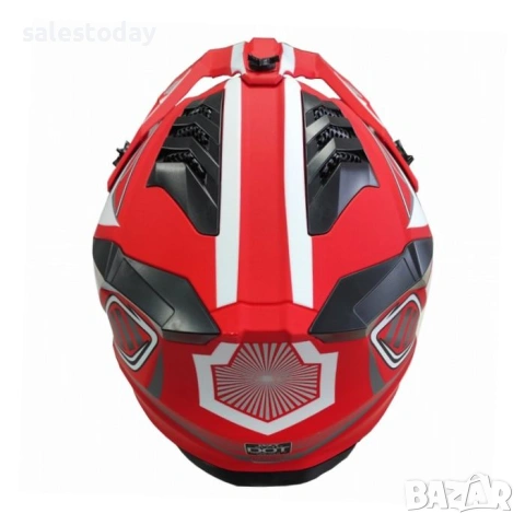 Кросова Каска за Мотокрос и Ендуро, Cross Helmet, Red/ White, снимка 4 - Аксесоари и консумативи - 53910053