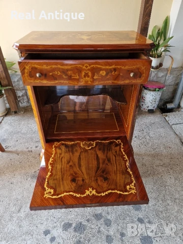 Уникален голям антикварен френски шкаф скрин бар интарзия, снимка 6 - Антикварни и старинни предмети - 51050052