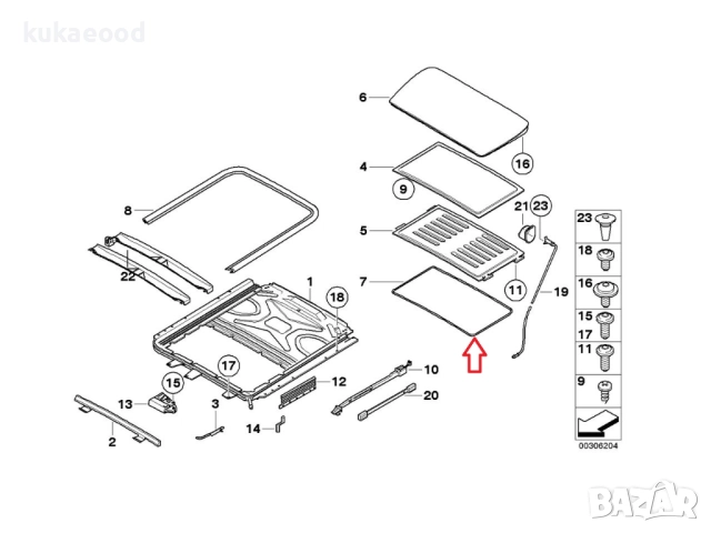 Уплътнение за люк на BMW 3 E90, снимка 6 - Части - 51805218