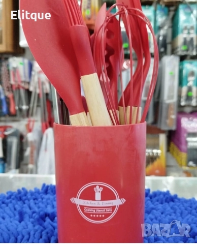 Комплект кухненски прибори от 12 бр. с дървена дръжка, снимка 2 - Други - 52939952