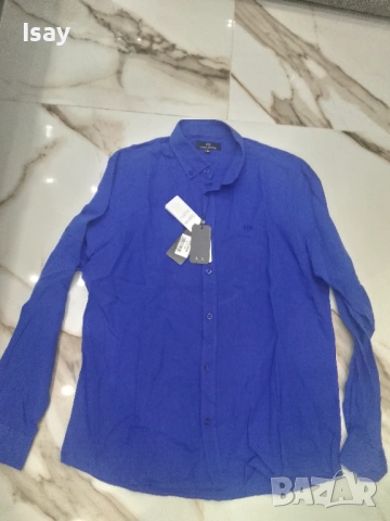 Мъжка риза Армани ХЛ последен размер 100% лен, снимка 5 - Ризи - 53919080