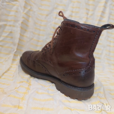 Clarks Кожени ботуши Montacute Lord Wing Tip Brogue, тъмнокафяви номер 42, снимка 12 - Мъжки боти - 52435898