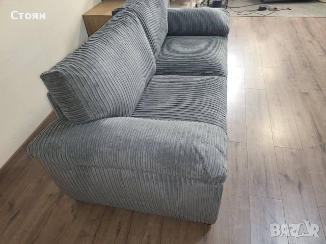 Сив диван от плат с функция сън, снимка 2 - Дивани и мека мебел - 53719401