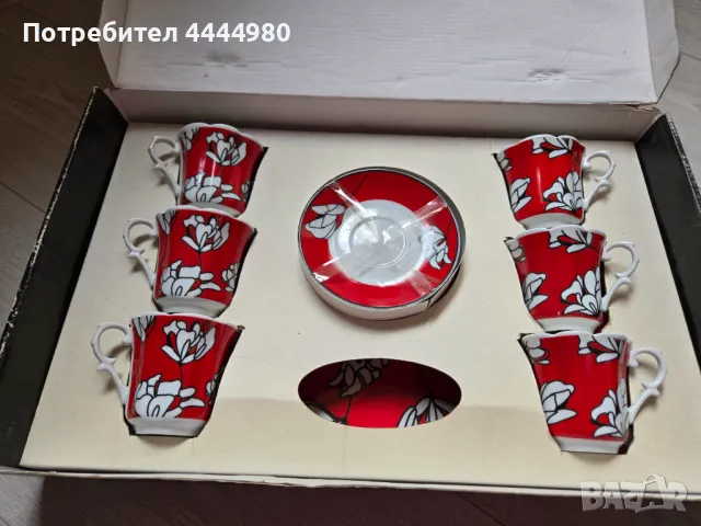 Сервиз от 6 броя за кафе с табличка