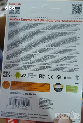 Карта памет SanDisk - Extreme PRO, 128GB, microSDXC, Class10 + адаптер, снимка 6 - Друга електроника - 51595247