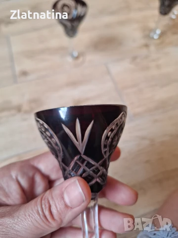 Червен кристал - 5 чаши и Гарафа, снимка 5 - Сервизи - 51051104