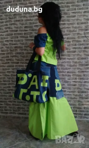 Страхотен дамски сет от пола и блузка с деним!!!, снимка 2 - Поли - 49715641