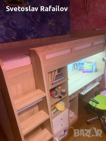 Детско двуетажно легло с бюро и гардероб с двулицев матрак Заедно детска секция с бюро и гардероб 15, снимка 3 - Мебели за детската стая - 52582292