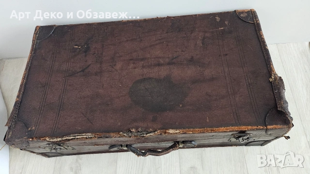 Стар кожен куфар, снимка 2 - Антикварни и старинни предмети - 53942610