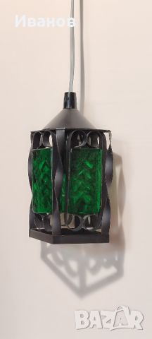 осветително тяло от ковано желязо и стъкло, снимка 1 - Лампи за таван - 45750344