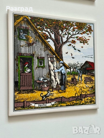 Винтидж стенна декорация плочки със сезони, снимка 5 - Декорация за дома - 51677353