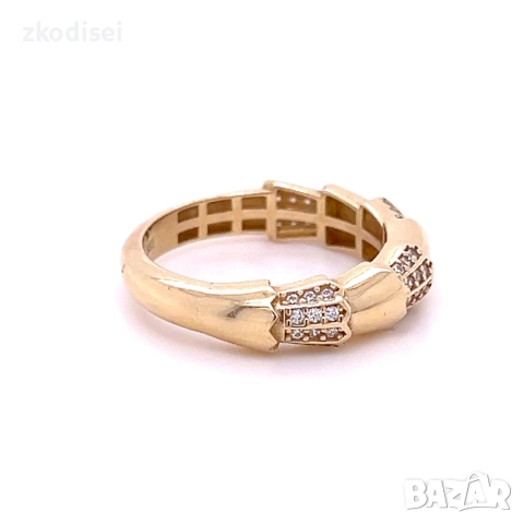 Златен дамски пръстен BULGARI 3,49гр. размер:58 14кр. проба:585 модел:36276-6, снимка 2 - Пръстени - 52923975